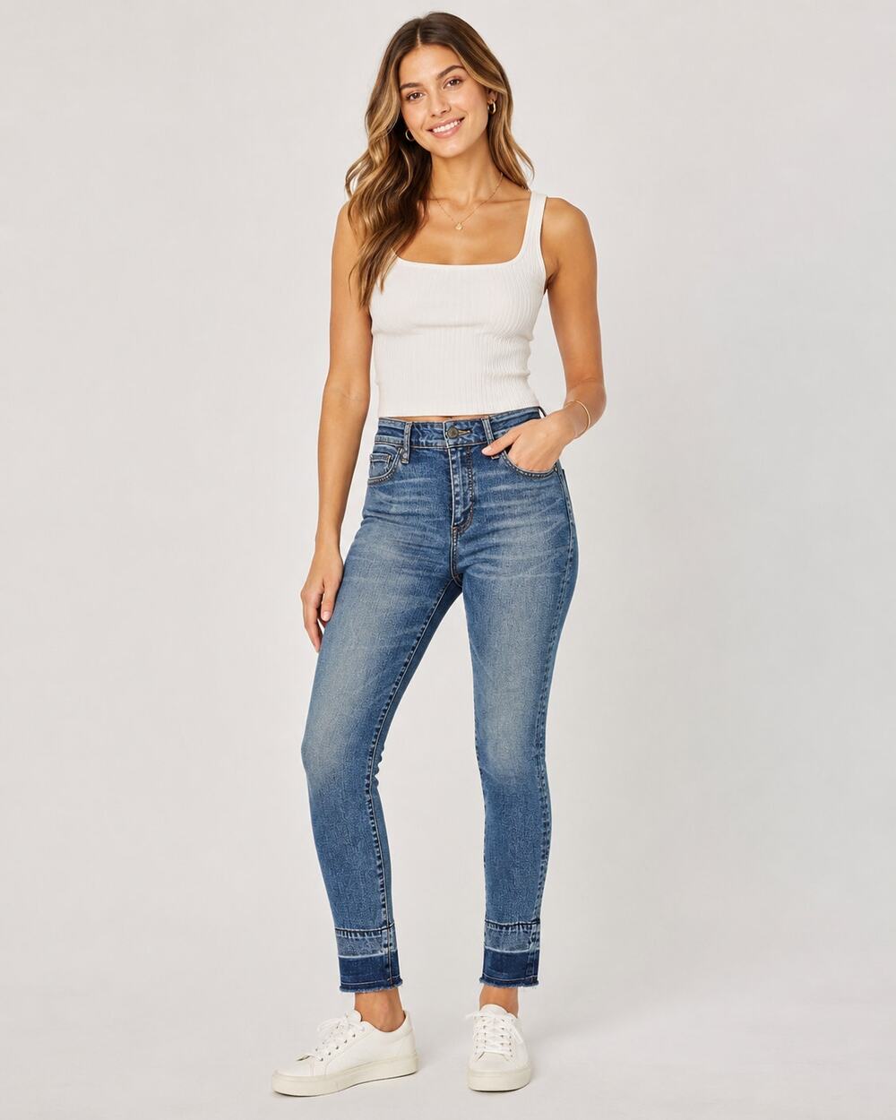 Lucky Brand Ava Legging Womens High Rise Jeans 25 Medium Wash Raw Hem Skinny
